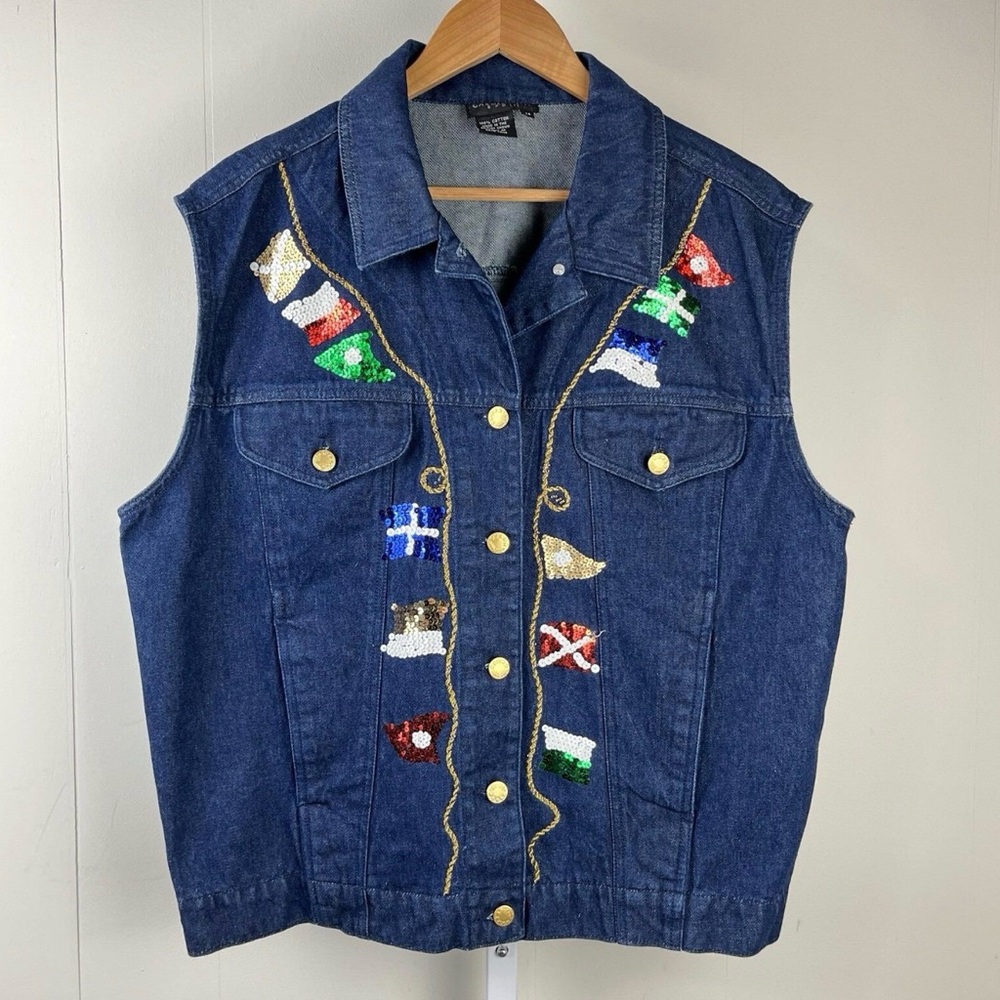 Vintage Carole Little Denim Sailor Vest